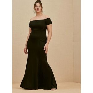 TORRID Black Ponte Off Shoulder Gown
